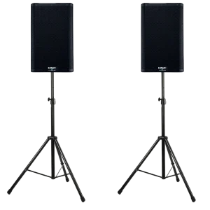 QSC K12.2 12" Speakers on Stands